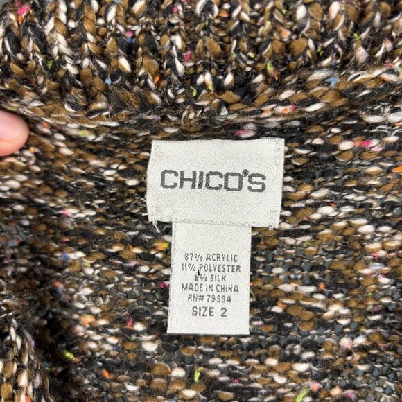 CHICO'S Silk Blend Cable Knit Button Up Sweater Vest Women's L Belt Soft Brown - Picture 7 of 7